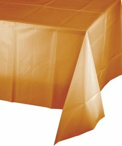 Creative Converting Solid Color Tableware Pumpkin Spice Tablecover Plastic 54" X 108"