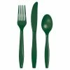 Creative Converting Solid Color Tableware Hunter Green Assorted Plastic Cutlery, 24 Ct