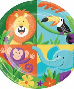 Creative Converting Kids Birthday Party Themes Jungle Safari Dessert Plates, 8 Ct
