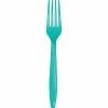 Creative Converting Solid Color Tableware Teal Lagoon Plastic Forks, 24 Ct