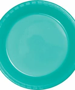 Creative Converting Teal Lagoon Plastic Banquet Plates, 20 Ct Solid Color Tableware