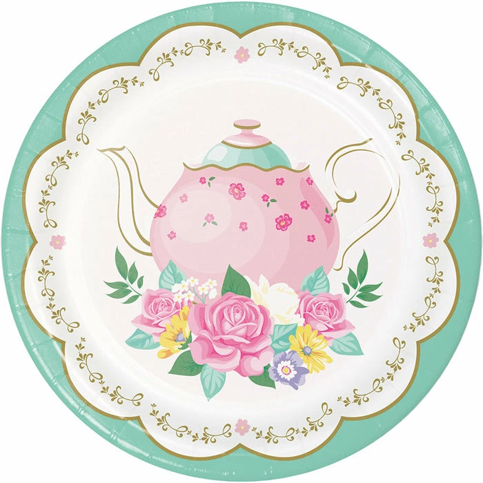 Creative Converting Kids Birthday Party Themes Floral Tea Party Dessert Plates, 8 Ct