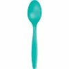 Creative Converting Teal Lagoon Plastic Spoons, 24 Ct Solid Color Tableware