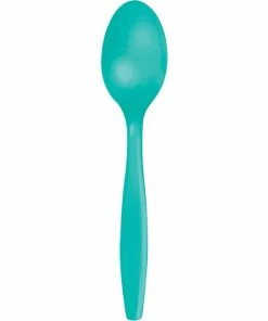 Creative Converting Teal Lagoon Plastic Spoons, 24 Ct Solid Color Tableware