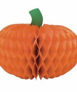 Creative Converting Thanksgiving Honeycomb Centerpiece, 6" Pumpkin Halloween Party Supplies