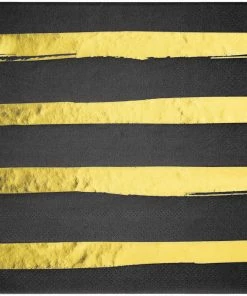 Creative Converting Solid Color Tableware Toc Black Velvet Foil Luncheon Napkin 3Ply, Foil Stamp, 16 Ct