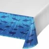 Creative Converting Kids Birthday Party Themes Shark Splash Tablecover Plastic 54" X 108"