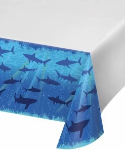 Creative Converting Kids Birthday Party Themes Shark Splash Tablecover Plastic 54" X 108"