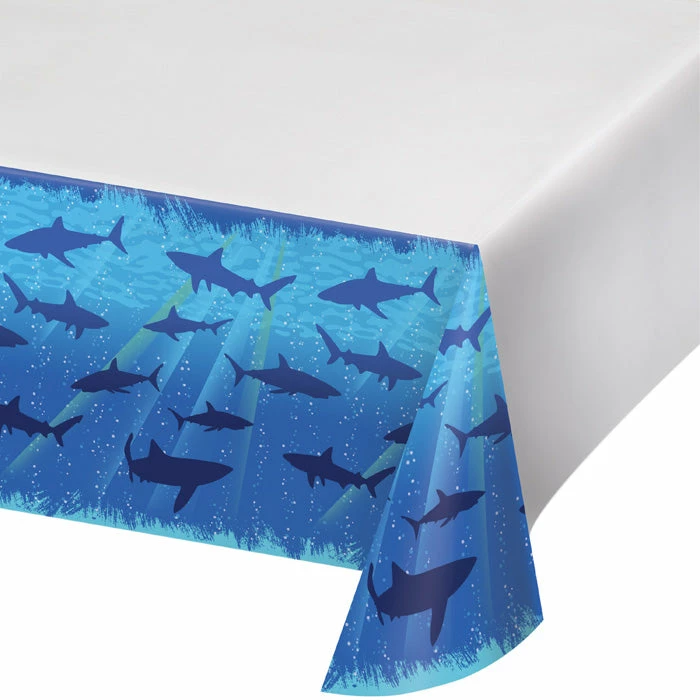 Creative Converting Kids Birthday Party Themes Shark Splash Tablecover Plastic 54" X 108"
