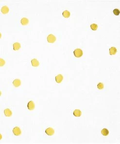 Creative Converting Toc White Gold Foil Beverage Napkin, 3Ply Foil Stamped, 16 Ct Solid Color Tableware