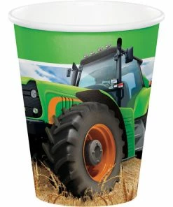Creative Converting Tractor Time Hot/Cold Paper Paper Cups 9 Oz., 8 Ct Kids Birthday Party Themes
