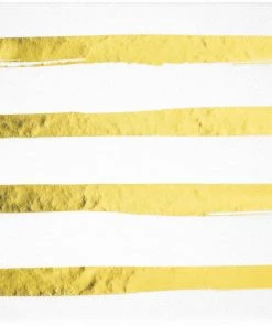 Creative Converting Toc White Gold Foil Luncheon Napkin 3Ply, Foil Stamp Gold, 16 Ct Solid Color Tableware