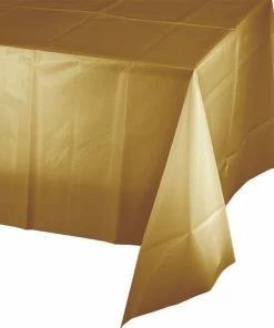 Creative Converting Solid Color Tableware Glittering Gold Tablecover Plastic 54" X 108"