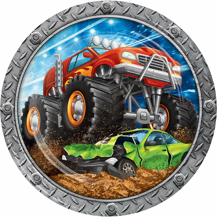 Creative Converting Monster Truck Rally Paper Plates, 8 Ct Kids Birthday Party Themes