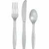 Creative Converting Solid Color Tableware Shimmering Silver Cutlery, 18 Ct