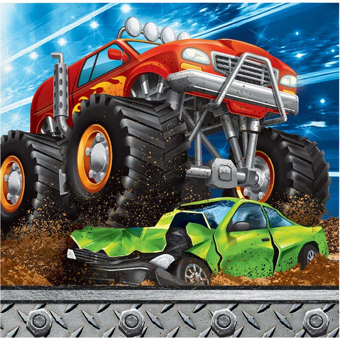 Creative Converting Monster Truck Rally Beverage Napkins, 16 Ct