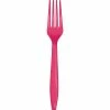 Creative Converting Solid Color Tableware Hot Magenta Pink Plastic Forks, 50 Ct