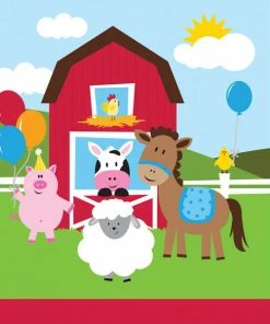 Creative Converting Kids Birthday Party Themes Farm Fun Napkins, 18 Ct
