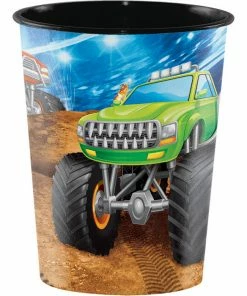 Creative Converting Monster Truck Rally Plastic Keepsake Cup 16 Oz.