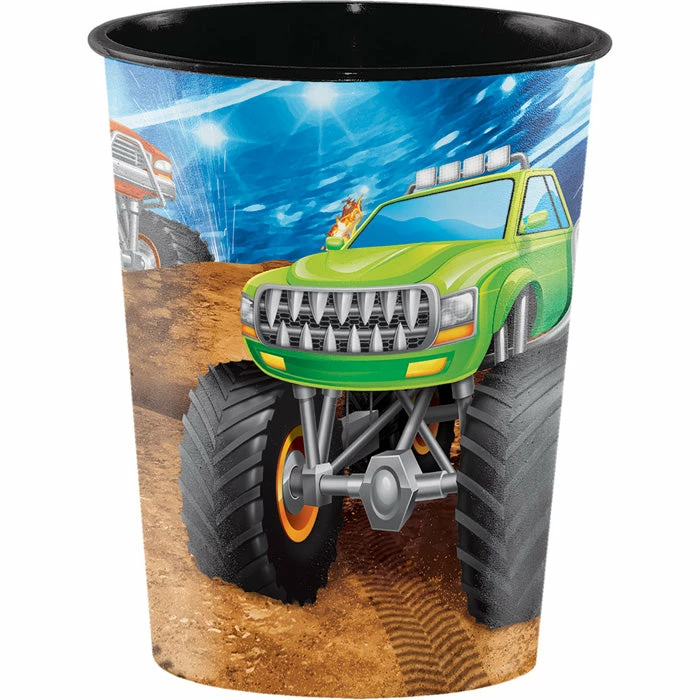 Creative Converting Monster Truck Rally Plastic Keepsake Cup 16 Oz.