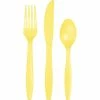 Creative Converting Solid Color Tableware Mimosa Yellow Assorted Plastic Cutlery, 24 Ct