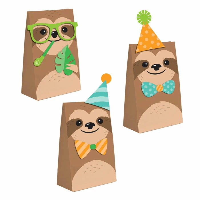 Creative Converting Kids Birthday Party Themes Sloth Party Paper Treat Bags, Pack Of 8
