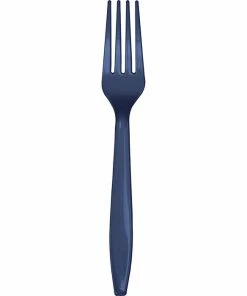 Creative Converting Solid Color Tableware Navy Blue Plastic Forks, 24 Ct