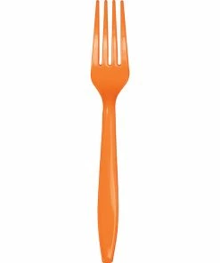 Creative Converting Sunkissed Orange Plastic Forks, 50 Ct Solid Color Tableware