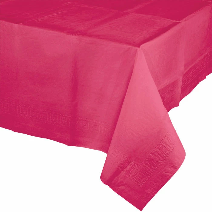 Creative Converting Hot Magenta Tablecover 54"X 108" Polylined Tissue Solid Color Tableware