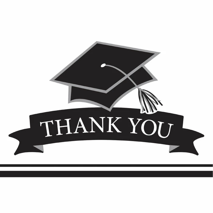 Creative Converting Graduation School Spirit White Thank You Notes, 25 Ct