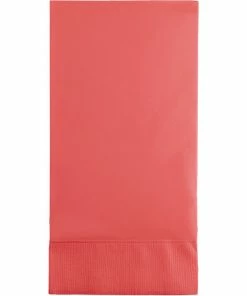 Creative Converting Solid Color Tableware Coral Guest Towel, 3 Ply, 16 Ct