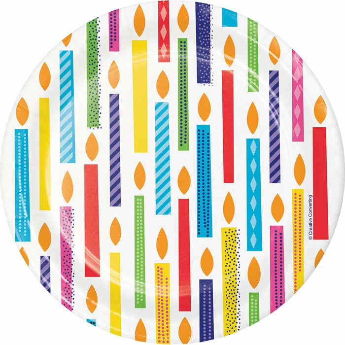 Creative Converting Kids Birthday Party Themes Bright Birthday Dessert Plates, 8 Ct