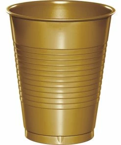 Creative Converting Glittering Gold Plastic Cups, 20 Ct Solid Color Tableware