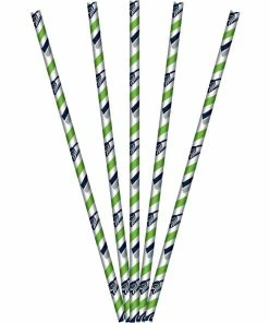 Creative Converting Seattle Seahawks Paper Straws, 24 Ct NFL And Football Party Supplies