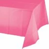 Creative Converting Solid Color Tableware Candy Pink Tablecover Plastic 54" X 108"