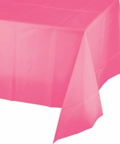 Creative Converting Solid Color Tableware Candy Pink Tablecover Plastic 54" X 108"