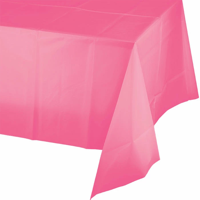 Creative Converting Solid Color Tableware Candy Pink Tablecover Plastic 54" X 108"