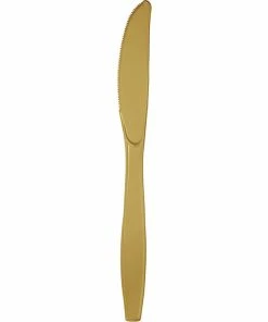 Creative Converting Solid Color Tableware Glittering Gold Plastic Knives, 24 Ct