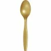 Creative Converting Solid Color Tableware Glittering Gold Plastic Spoons, 24 Ct