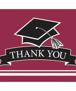 Creative Converting Graduation Party Supplies Graduation School Spirit Burgundy Red Thank You Notes, 25 Ct