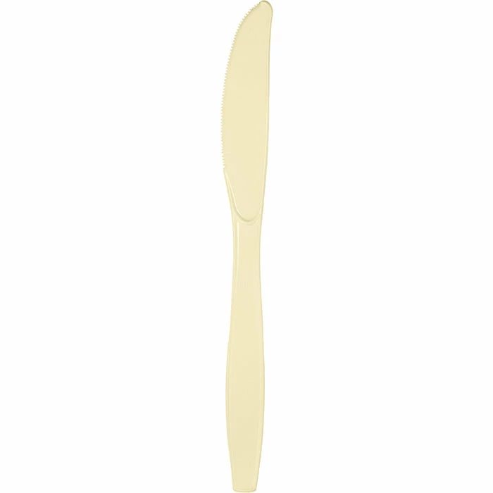 Creative Converting Solid Color Tableware Ivory Plastic Knives, 50 Ct