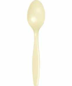 Creative Converting Solid Color Tableware Ivory Plastic Spoons, 24 Ct