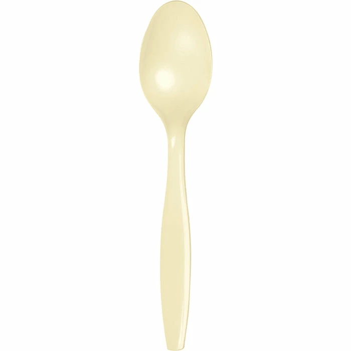 Creative Converting Solid Color Tableware Ivory Plastic Spoons, 24 Ct