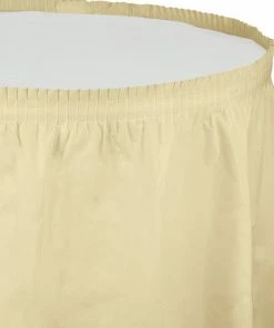 Creative Converting Solid Color Tableware Ivory Plastic Tableskirt, 14' X 29"