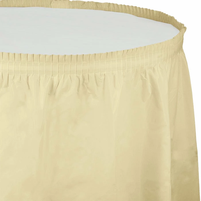 Creative Converting Solid Color Tableware Ivory Plastic Tableskirt, 14' X 29"
