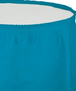 Creative Converting Turquoise Plastic Tableskirt, 14' X 29"