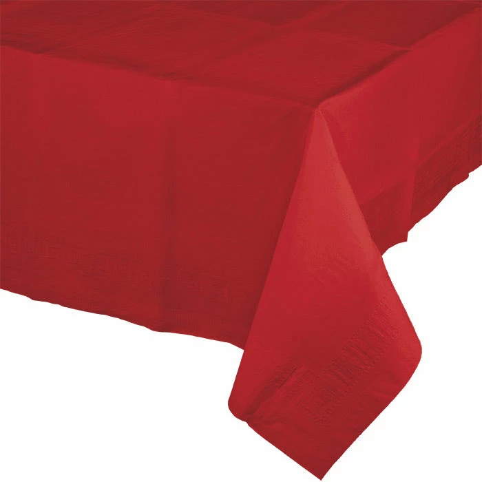 Creative Converting Classic Red Tablecover 54"X 108" Polylined Tissue Solid Color Tableware