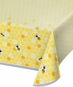 Creative Converting Bumblebee Baby Plastic Tablecover All Over Print, 54" X 102"
