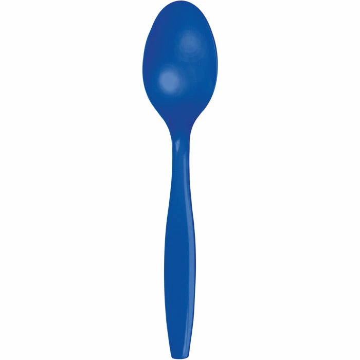 Creative Converting Solid Color Tableware Cobalt Blue Plastic Spoons, 24 Ct