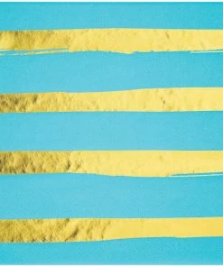 Creative Converting Toc Bermuda Blue Foil Luncheon Napkin 3Ply, Foil Stamp, 16 Ct